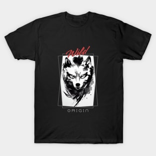 Wolf Wild Nature Free Spirit Art Brush Painting T-Shirt